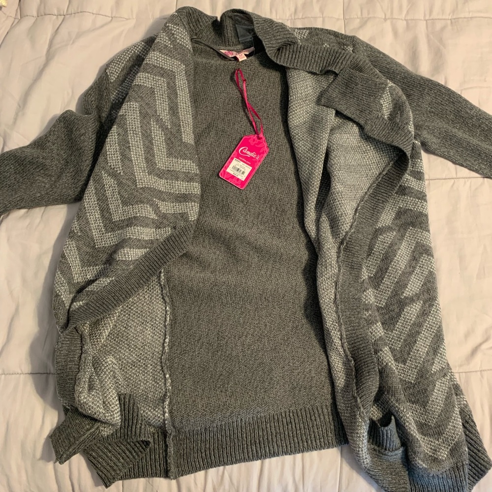 grey sweater cardigan